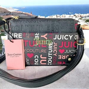 Juicy Couture Black Pink Crossbody Bag & Pullout Pouch Set NWT